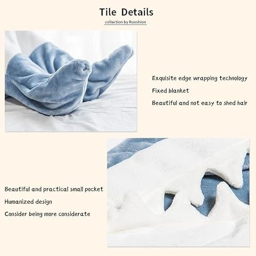 China Factory Wholesale Custom Warm Cozy French Terry Wartleves Shark Blanket Adult