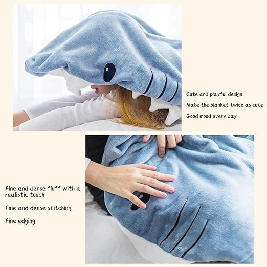 China Factory Wholesale Custom Warm Cozy French Terry Wartleves Shark Blanket Adult